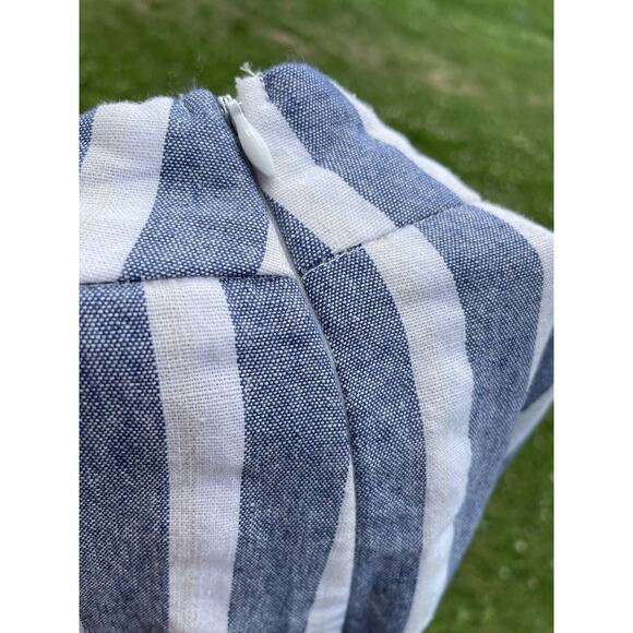 Pink Lily Pants Women L W:30 Blue Linen Striped Wide Leg Beach Coastal Swishy - Picture 5 of 5